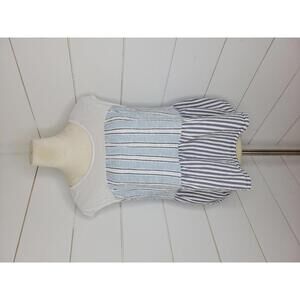 Style & Co. PM Medium Petite blue & white tiered sleeveless top